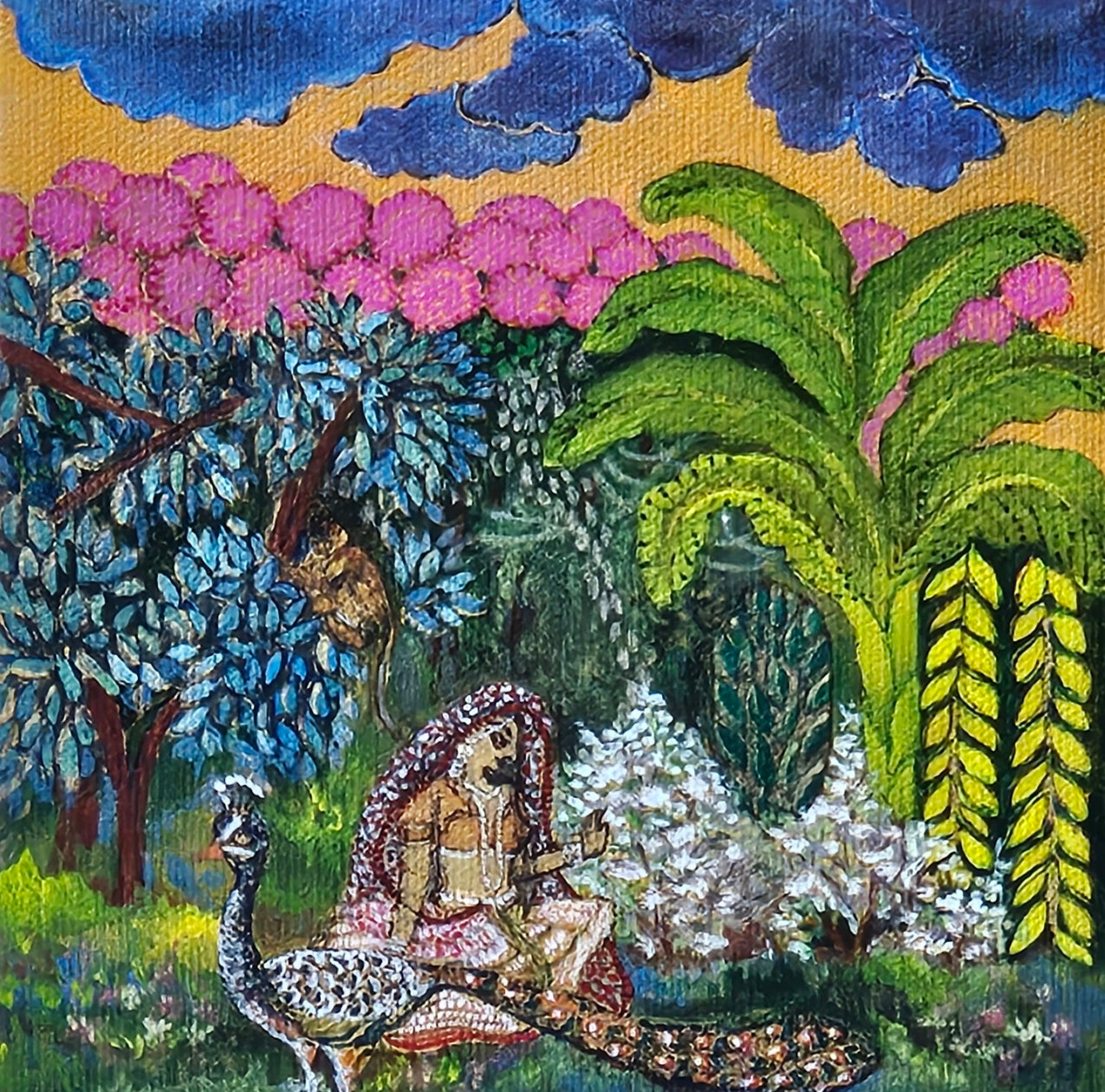 Print on demand - miniature painting-Vrindavan Series - The Lone Damsel