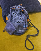 Crochet Messenger Bag in Denim blue