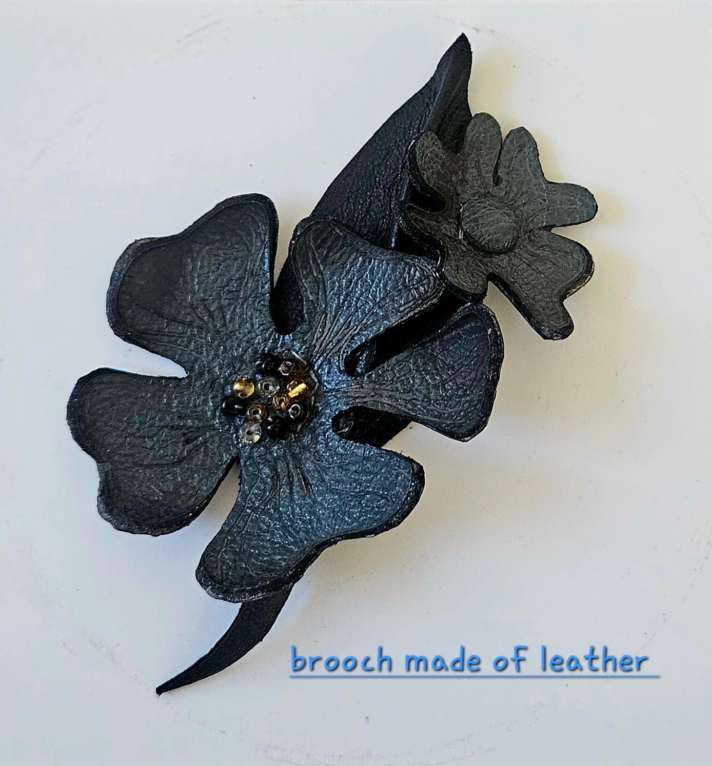 Leather Brooch in Teal